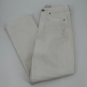 AYR White Denim Jeans W28 High Rise Straight Leg Cropped Cotton Blend Pants